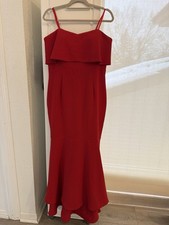 Xscape Women's Red Scuba-Crepe Ruffled USA Lined Off-The-Shoulder Dress Size 14