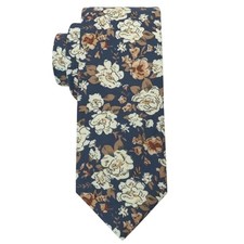 Men Skinny Tie Cotton Floral Ties for Men Wedding 2.56'' Necktie for Floral 10