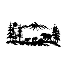Metal Wall Art Forest Mountain Woodland Rustic Animal Hunting Decor for Bear