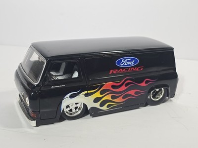 JADA DUB CITY 1965 FORD ECONOLINE VAN 1:24 BLACK WITH FLAME 