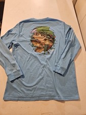 Guy Harvey Graphic Fishing Sleeve Tee Blue Fishing Mens Large T Shirt (A1265)