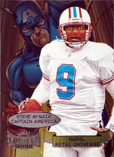 Steve Mcnair 1997 Skybox Metal Universe Marvel Captain America Card 17 Oilers Steve Mcnair 1997 Skybox Metal Universe Marvel Captain America Card 17 Oilers