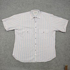 Turnbull Asser Shirt Mens XL White Striped Short Sleeve Button Up Casual