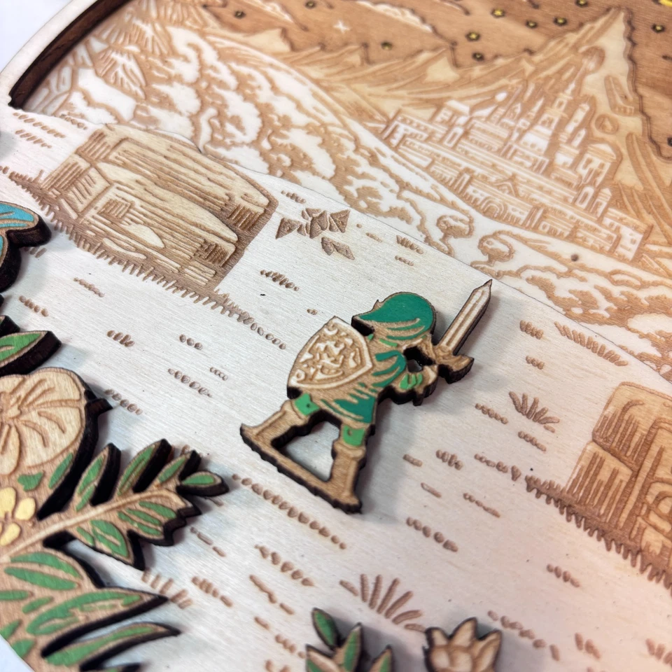 Letrero de madera The Legend of Zelda - Placa Hyrule pintada a mano para sala de jugadores Foto 4 de 4