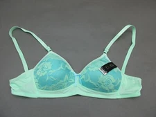 NWT 32B MAMIA GREEN PADDED WIRELESS BACK CLOSURE DEMI BRA 2G