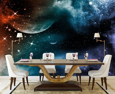 3D Planet Sterne M12126 Tapete Wandbild Selbstklebend Abnehmbare Aufkleber Eve