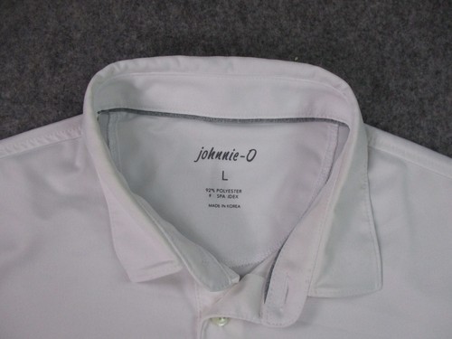 Camicia Johnnie-O Uomo Large Bianca Golf Performance Casual Stretch Wicking LEGGI ^ - Foto 2 di 18