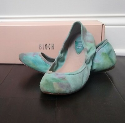 BLOCH Thalia Size 39 EU / 8 - 8.5 US Suede Leather Ballet Flats Shoes Blue Green