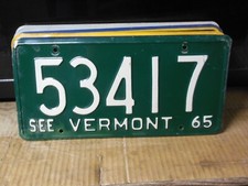 53417 = 1965 Vermont Low Number License Plate   Try my $4.00 US Shipping