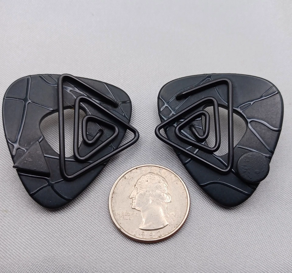 Pendientes Karen McCreary Firmados TDM Studio Vintage 1990 Negros Geométricos Foto 3 de 4