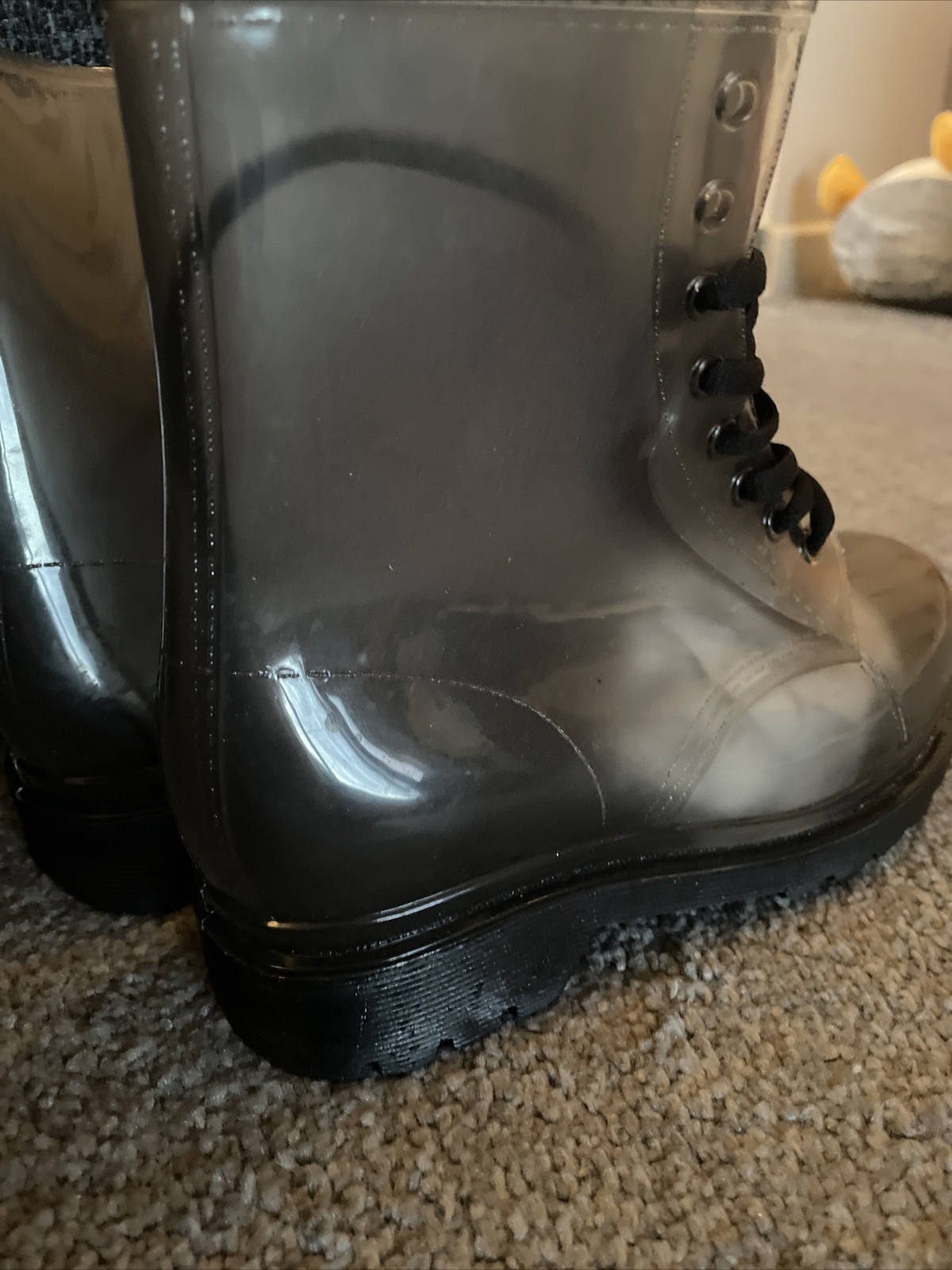 Dripdrop transparent jelly rain boot Black soles/laces UK size 3.5 EU