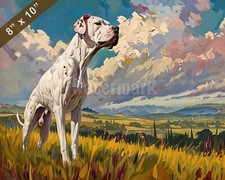 Dogo Argentino dog painting in a scenic countryside 8x10 Print