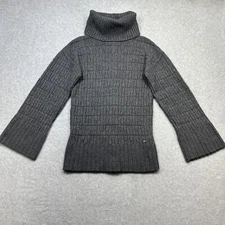 Lacoste Cowl Neck Tunic Sweater Gray Wool Cashmere Blend Soft Cozy Pullover