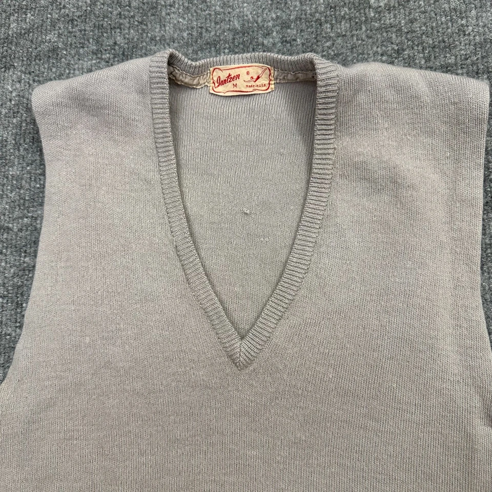 Chaleco Suéter Jantzen Vintage Años 40 Gris Cuello en V Mujer Mediano Raro Foto 4 de 4