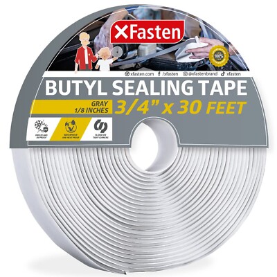 XFasten Butyl Sealing Tape, Gray, 1/8-In x 3/4-In x 30-Foot Plumbers Putty Ta...