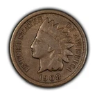 1908-S 1c Indian Head Small Cent - Original Chocolate Brown VG+ Key Date - B4461