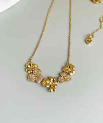 Flower Beauty Necklace 2Ct Round Cut Lab Created Diamond 14K Yellow Gold Plated