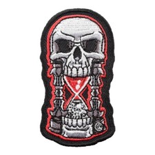 Red  Black Gothic Hourglass Skull Patch, Death Patches