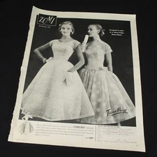 Teena Paige Dress Vintage Print Ad 1955 Cohama Nylura Nylon Decorated Fabric