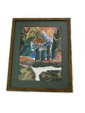 Abstract Landscape Painting Mixed Media Collage by California Artist Green