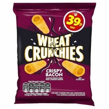 30 x Wheat Crunchies Crispy Bacon Flavour Wheaty Tubes 36g Full Box FREE POST