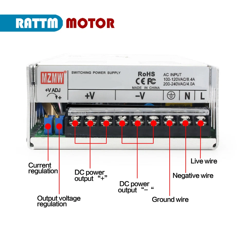 【EE. UU.】 12V 36V 48V 60V DC Fuente de alimentación PSU 600W 72V para LED/CCTV/CNC/Servomotor Foto 3 de 4