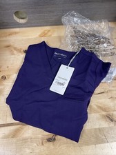 Mandala V-Neck Women  s Woven Scrub Size XXS Eggplant New
