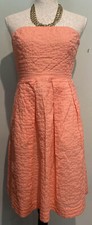J Crew Womens Pink Strapless 100% Cotton Fit & Flare Dress W/Pockets Lined EUC 8