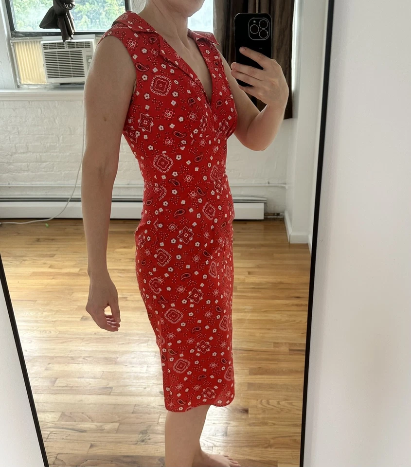 Bernie Dexter 1950s Style Retro Bandana Dress By Stop Staring! Red Size M - Image 3 of 4