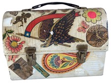 Vintage American Thermos Products Metal Lunchbox Antiqued Painted Made In USA
