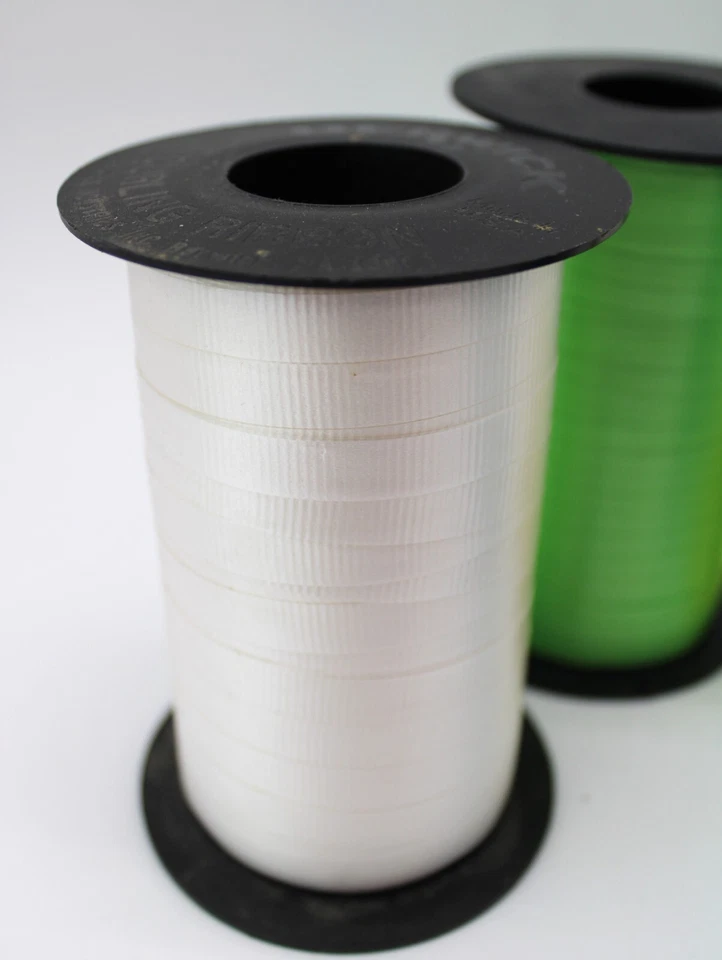 Lot of Curly Ribbon White Green Yellow Raffia Paper New Navy Blue Cloth Ribbon - Image 2 of 4