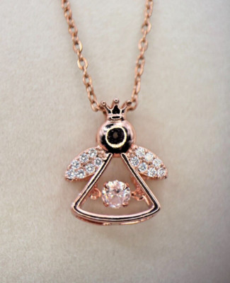 Fifth Ave Rose Gold Rhinestone Bug Pendant Necklace