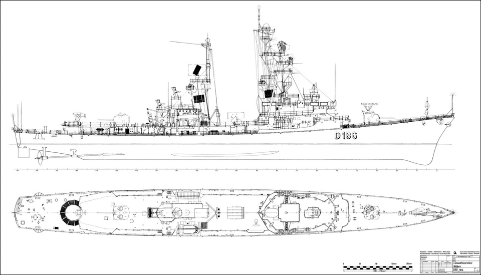MÖLDERS D 186, Lenkwaffenzerstörer 1956-2003. Modellbauplan - Bild 2 von 4