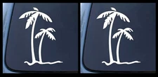 Palm Trees Tropical Beach 2 5" White Vinyl Graphic Car Truck Windows Decals