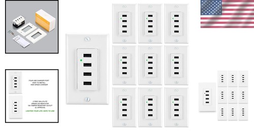 Dual Wall Plates 4 Port 4.2A USB Charger Outlet – Fast Charging for Any Device - 第 2/10 張圖片