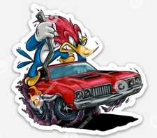 Oldsmobile 442 HOLOGRAPIC STICKER - Woodpecker GM Muscle Car Rat fink Ratfink