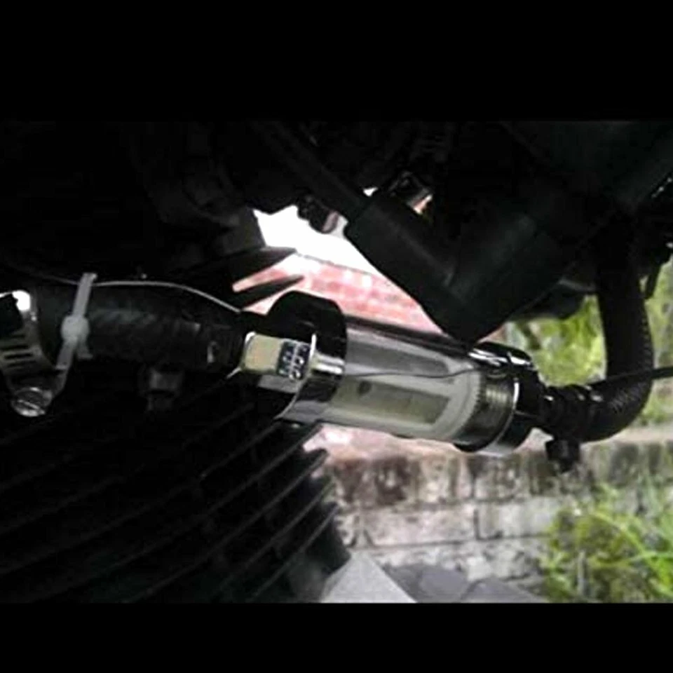 2 filtros de combustible universales en línea Clearview cromados 9706 para aplicaciones carburadas Foto 2 de 4