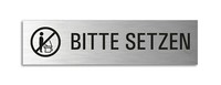 Schild Bitte Setzen 160X40 Mm Aluminium GebüRstet Edelstahloptik Selbstklebend