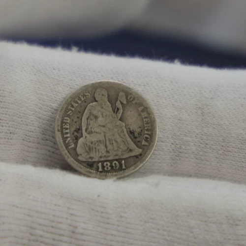 1891 US Seated Liberty Dime 10c VG (Cleaned)