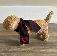 PINK mini Plush Stuffed Dog with plaid scarf