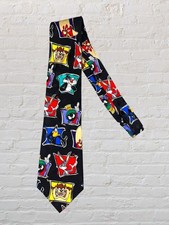 Vtg 1994 Looney Tunes Mania Necktie Black Silk Taz Bugs Bunny Daffy Warner Bros