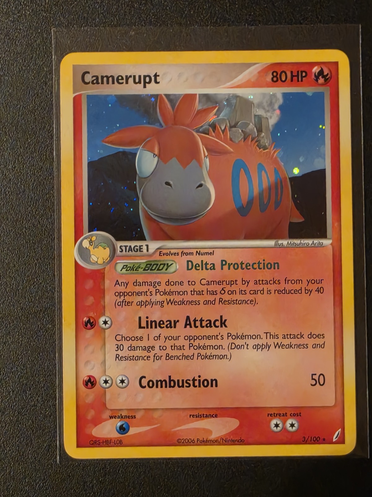 Camerupt - 3/100 - Holo Rare NM, English Pokemon EX Crystal Guardians