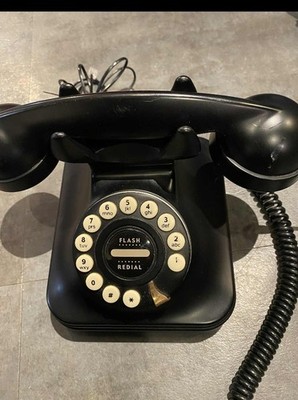 Vintage Grand Phone Flash Redial Telephone Black Touch Button Retro 1950's