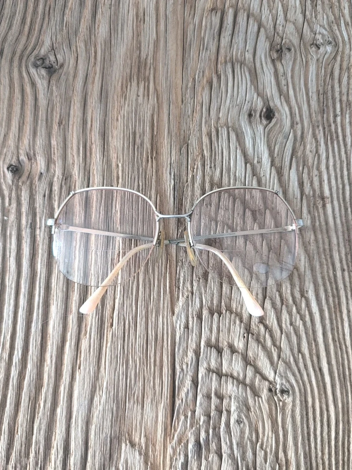 Vintage Eyeglasses Anita RS Windsor Aviator Round Gold Metal Half Rim Oversized - Image 2 of 4