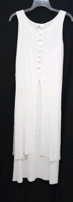 Fulano De Tal size SMALL LONG Sleeveless Beach Dress CRISP WHITE Crinkle Layered