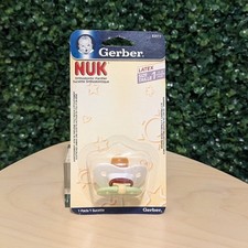 Gerber NUK Orthodonic Pacifiers, LATEX VINTAGE 2005 White/Green Size 1 HTF