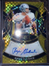 2025 Select Roger Staubach Gold Prizm Auto 8/10 Signatures SP-RGS Cowboys HOF