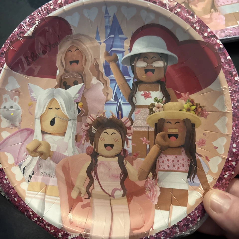 Roblox Girls Birthday Party Set For 10 Plates Napkins Forks 1 Tablecloth  - Image 2 of 4