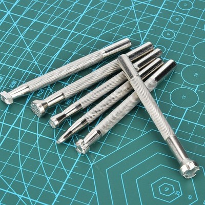 6x Leather Craft Carving Tool Non-Slip Fish Printing Pattern Handle Hand SET