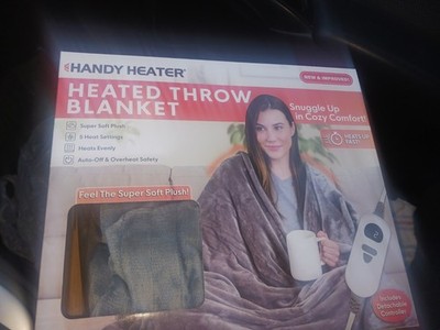 Handy Heater Sherpa Throw Blanket 50''x60'' Plush Heated Blanket